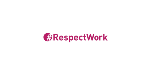 Lila Schriftzug: "#RespectWork"