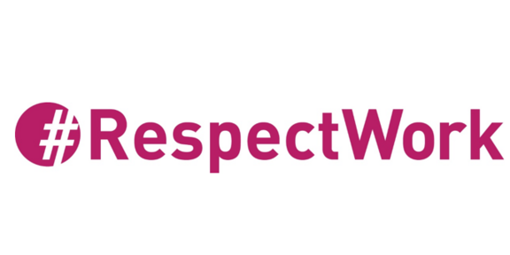 Lila Schriftzug: "#RespectWork"