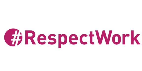Logo RespectWork Lila Schriftzug: "#RespectWork"