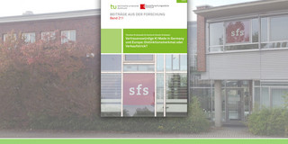 Grafik: Cover des Band 211 der Beiträge aus der Forschung vor der Außenfassade des Evinger Platz 17