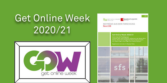 Collage withe the cover of the des project report of the „Get Online Week 2020/21“