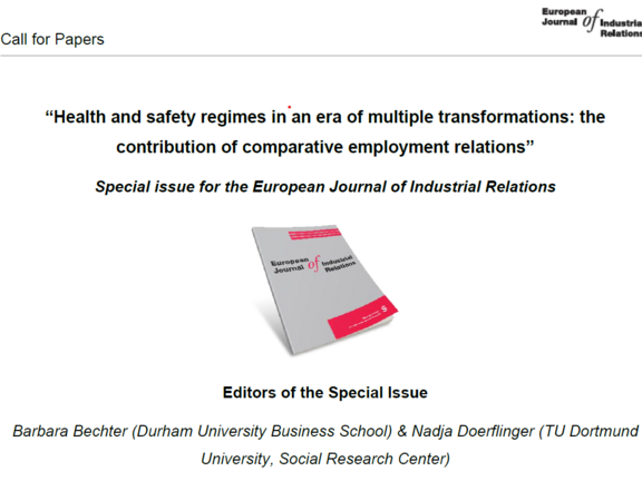 Call for Papers: Special Issue des European Journal of Industrial Relations Bild der PDF-Datei des Call for Papers