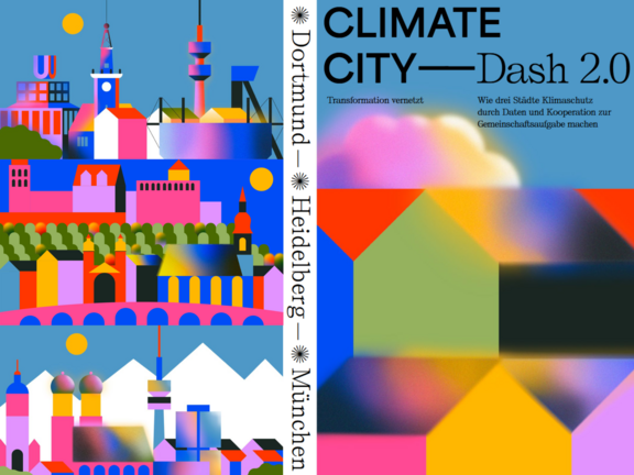 Cover of the publication „Climate City Dash 2.0: Datenbasierte Klimagovernance für Dortmund, Heidelberg und München“