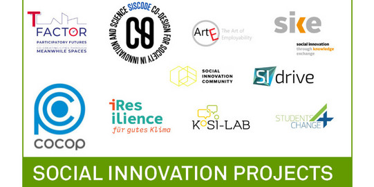 Logos von sfs-Projekten mit Fokus auf Sozialen Innovationen