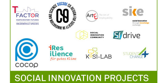 Logos of sfs projects with a focus on social innovations