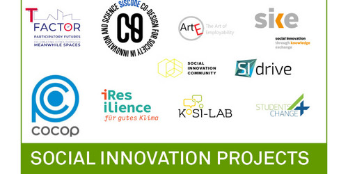 Logos von sfs-Projekten mit Fokus auf Sozialen Innovationen