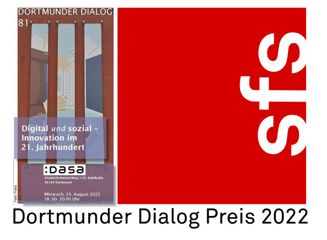 Flyer vom Dortmund Dialog 81 "Digital und sozial – Innovation im 21. Jahrhundert" zusammen mit dem Logo der Sozialforschungsstelle Dortmund