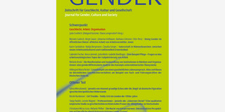 Cover von der Fachzeitschrift GENDER, Ausgabe 2|20 mit dem Titel "Geschlecht, Arbeit, Organisation"