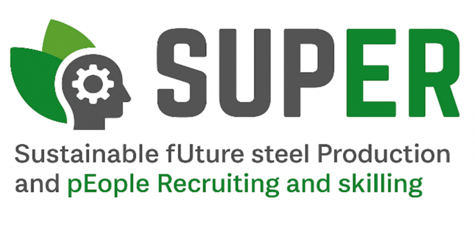 Projektlogo von SUPER: Silhouette eines Kopfs mit einem Zahnrad, daran zwei grüne Blätter. Daneben der Schriftzug "SUPER" und der volle Name des Projekts.