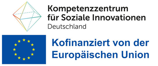 Das Projektlogo vom KoSi-Projekt über dem blauen Sterne-Logo vom EU-Geldgeber