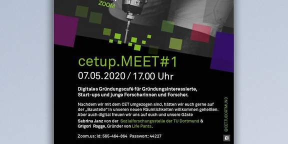 Flyer for the start-up café cetup.MEET #1