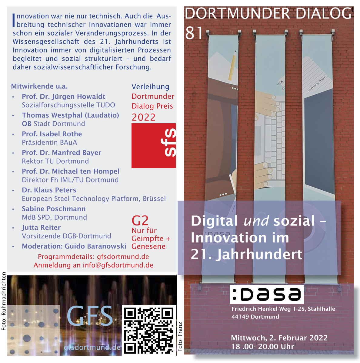 Flyer zum Dortmunder Dialog 81 "Digital und sozial – Innovation im 21. Jahrhundert"