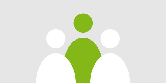 icon of a group of people, one person icon in green color